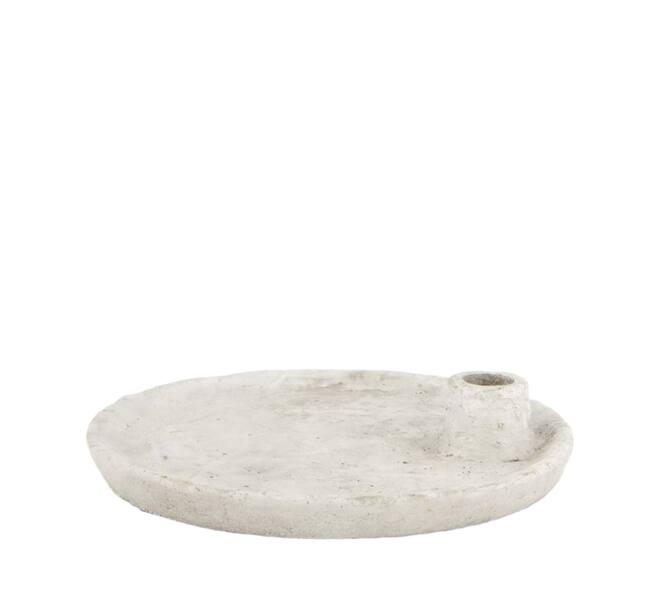Dinnercandle holder cement 22x22x4cm - Grey