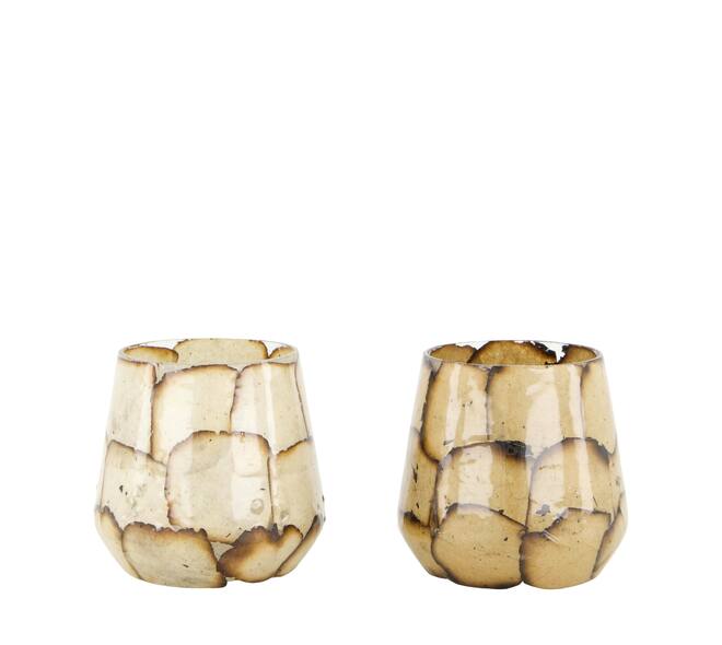Tealight holder glass 7x7x9cm  - Brown