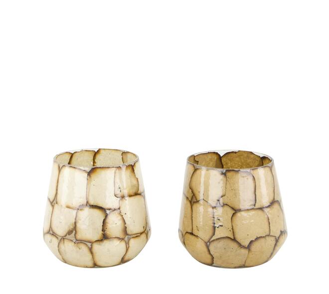 Tealight holder glass 9x9x12cm- Brown