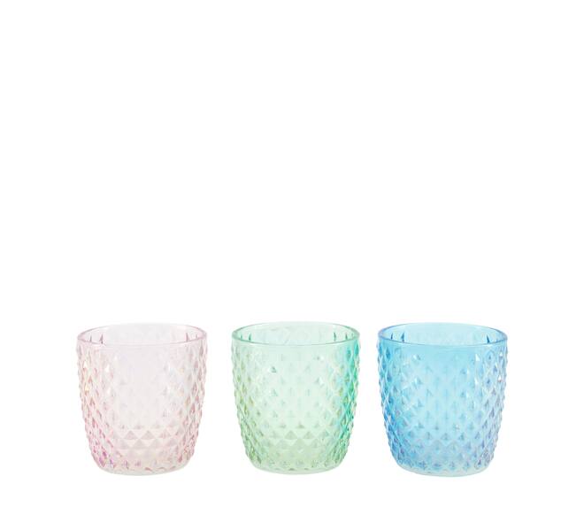 Tealight holder luster glass 7.4x7.4x7.5cm  - Multi
