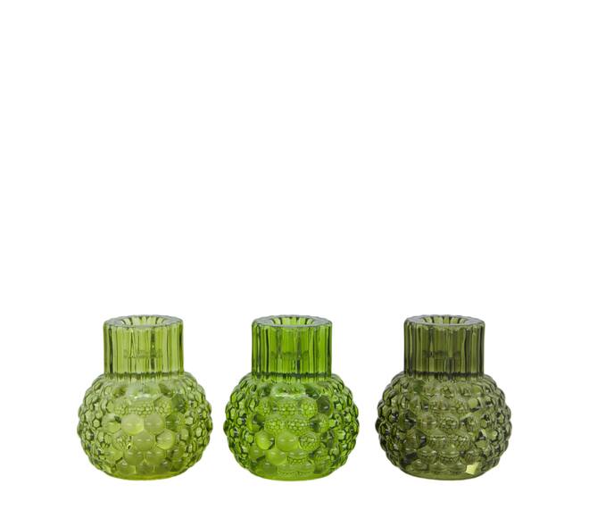 Tealight holder glass 7.8x7.8x8.8cm  - Green