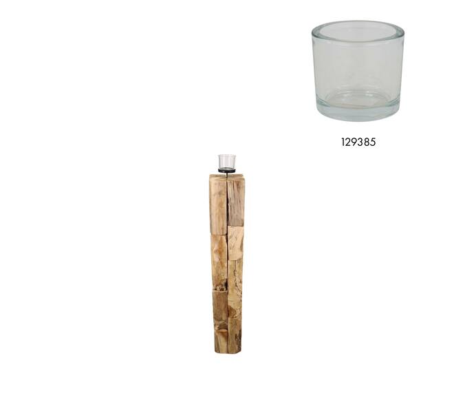 Pillar candle holder erosion wood 18x18x118cm - Natural