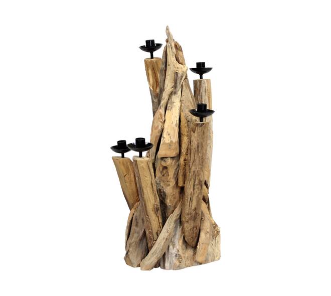 Dinnercandle holder erosion wood 30x30x58cm
