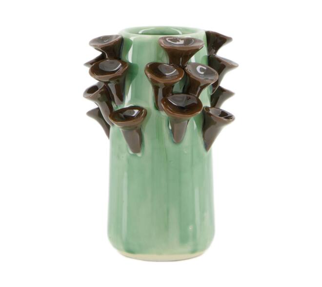 Vase mushroom ceramic 9x9x12.8cm - Green