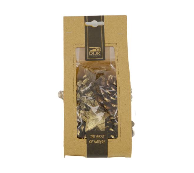 Pinecone with 3 coco star nature 39x16x19cm 90gr