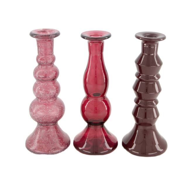 Dinnercandle holder recycled glass 9x9x22cm A/3
