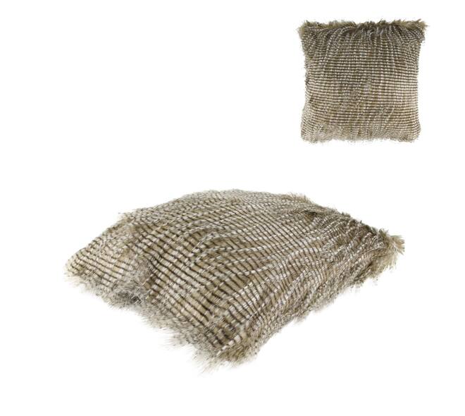 Cushion faux fur acrylic 45x45x12cm - Brown