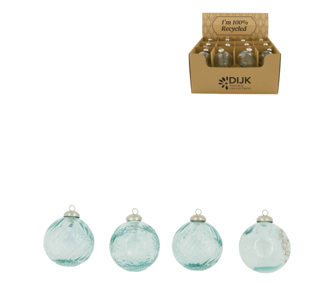Display bauble recycled glass 8x8x8cm  - Transparent