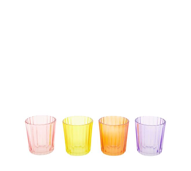 Tealight holder glass 5.5x5.5x6cm - Multi