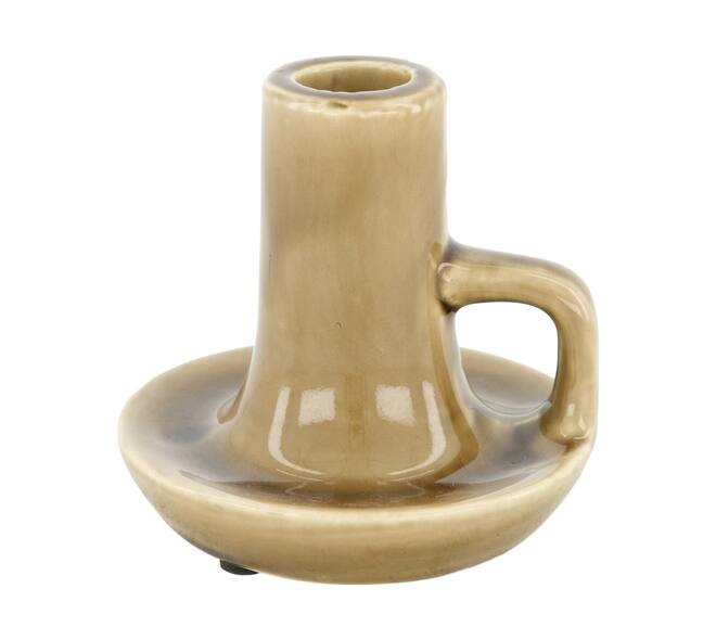 Dinnercandle holder ceramic 10x10x10cm - Brown