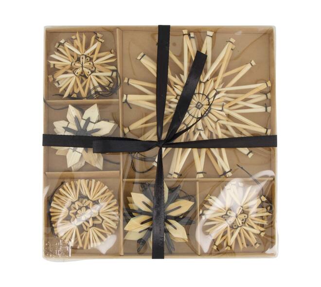 Hanger snowflake 6-13cm grass 20x20x2cm 18pc