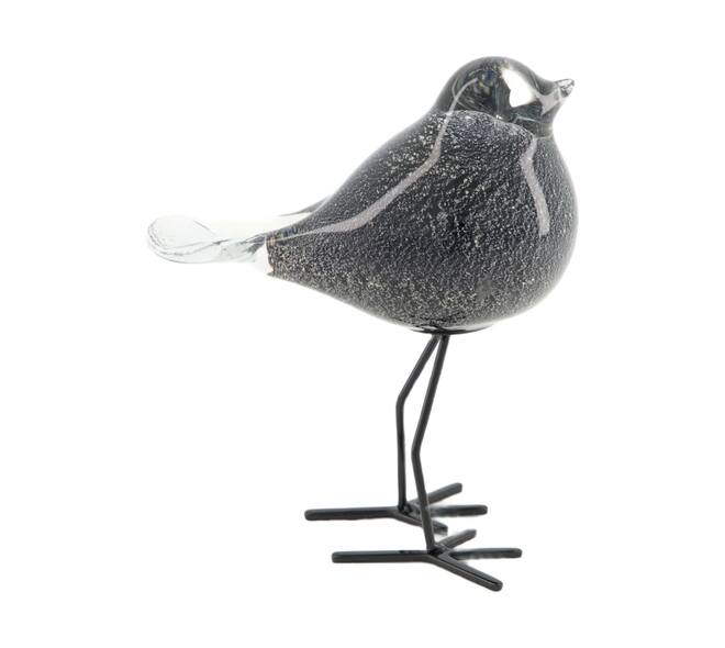 Bird glass on feet 13.5x8.5x15.5cm - Black