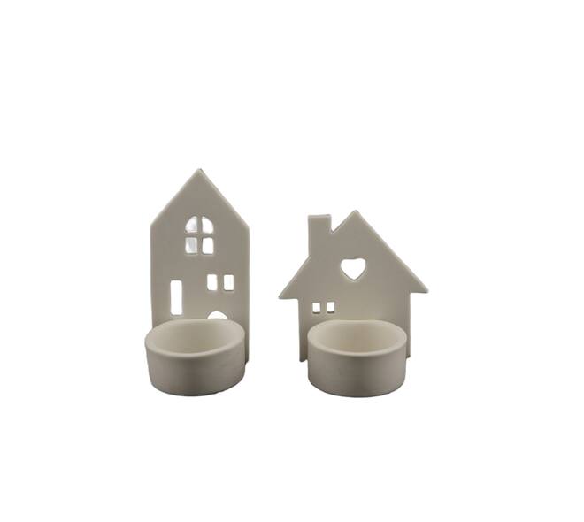 Tealight holder house porcelain 8.6x5.5x9cm A/2