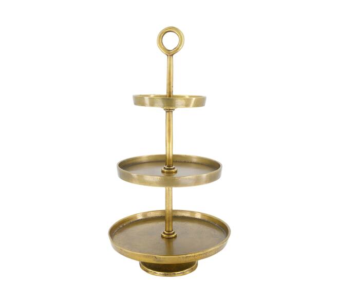 Etagiere round aluminium 3 layers 25x25x47cm - Gold