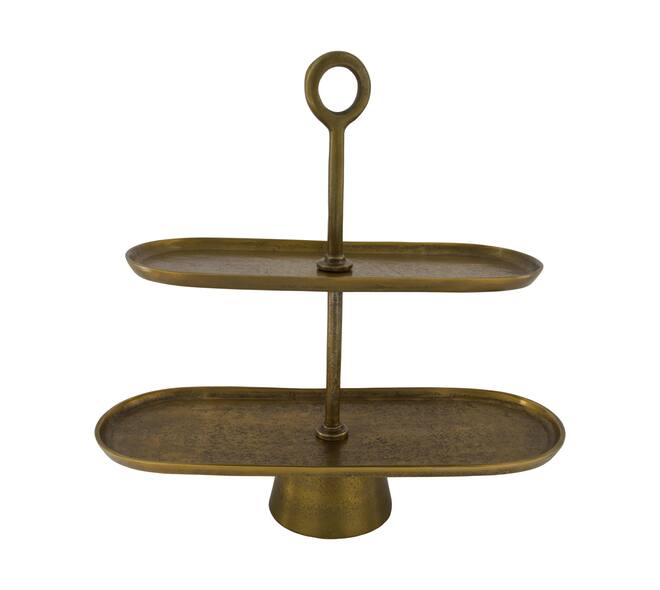 Etagiere round aluminium 2 layers 43x16.5x39cm - Gold
