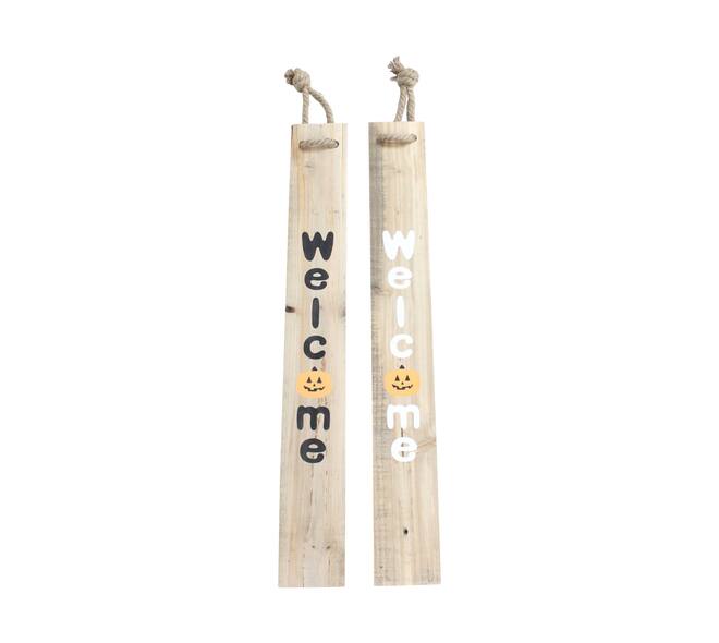 Sign welcome historic wood 78x10x1.5cm C/2