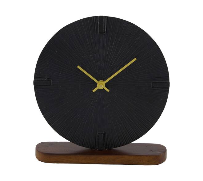 Clock mango wood base aluminium 20x5x21cm
