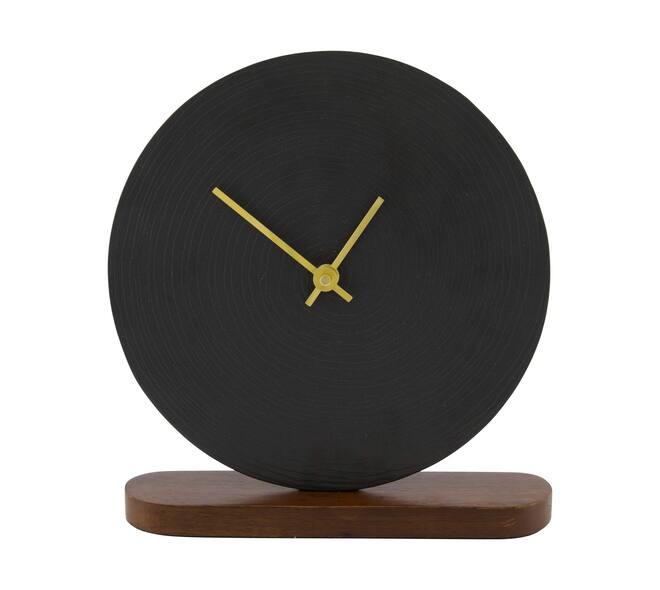 Clock mango wood base aluminium 20x5x21cm