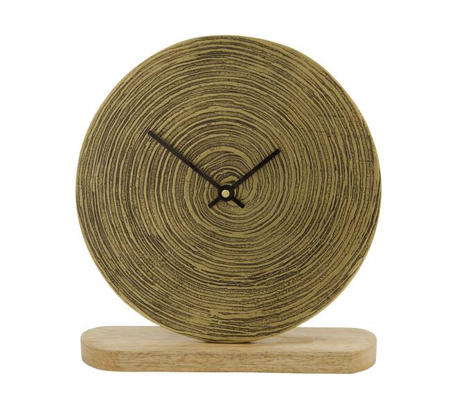 Clock mango wood base aluminium 20x5x21cm