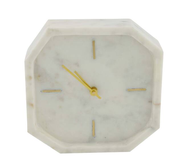 Clock marble 20x5x20cm - White