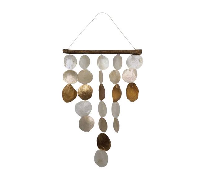Hanger driftwood with gradient capiz 38x2x60cm - Gold