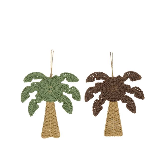 Palm tree paper rope with hanger 26x3x29cm  - Brown