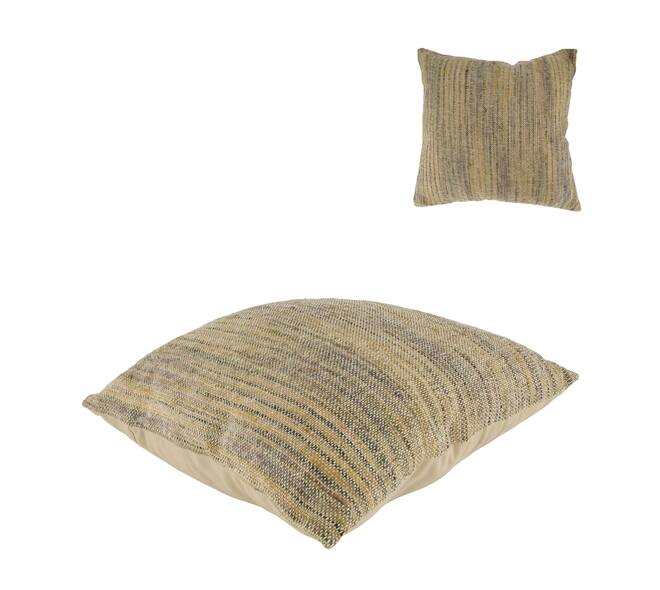 Cushion striped recycled cotton 45x45x9cm - Brown