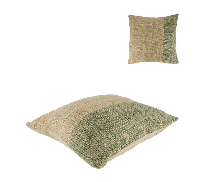 Cushion striped recycled cotton 45x45x9cm - Green
