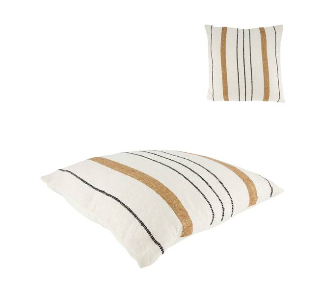 Cushion striped recycled cotton 45x45x9cm - Cream