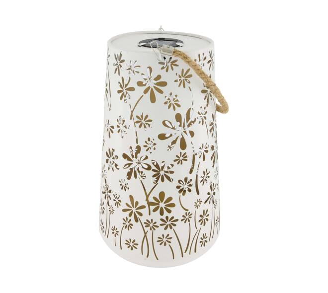 Lantern solar metal 22x22x35cm - White