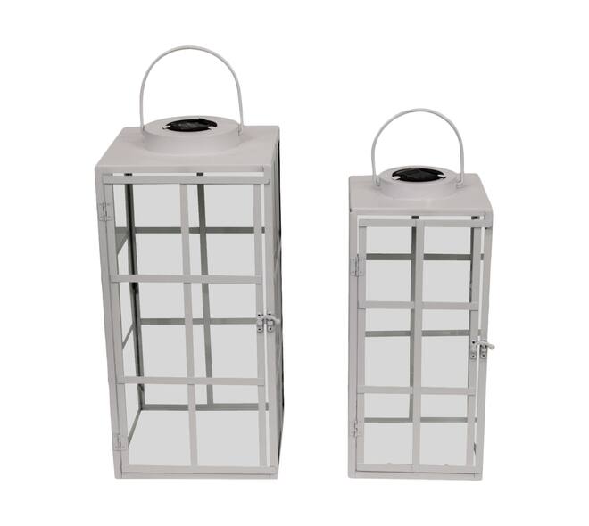 Lantern solar metal 22x22x46cm S2 - White