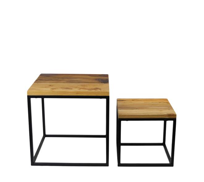 Tables - Carree - Metal - 37x37x37cm - Lot de 2 - Naturel