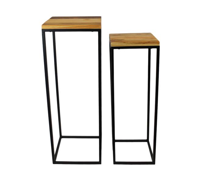 Table square metal 27x27x77cm  - Natural