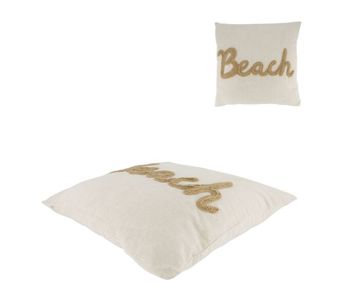 Cushion embroidery beach jute 45x45x8cm - Natural