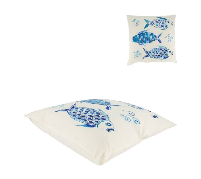 Cushion print fish canvas 45x45x8cm