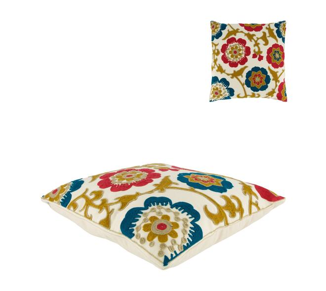 Cushion embroidery canvas 45x45x8cm - Multi