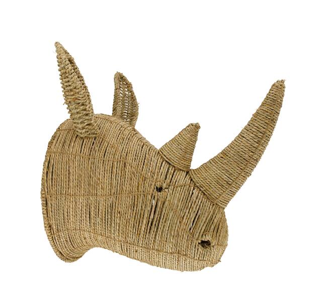 Wall art rhino seagrass 35x47x51cm - Natural