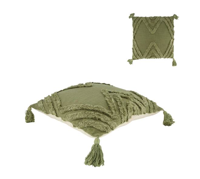 Cushion tufted pattern cotton 45x45x9cm