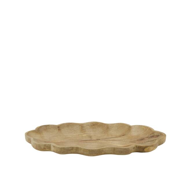 Plate scalloped mango wood 38x18x2.5cm - Natural