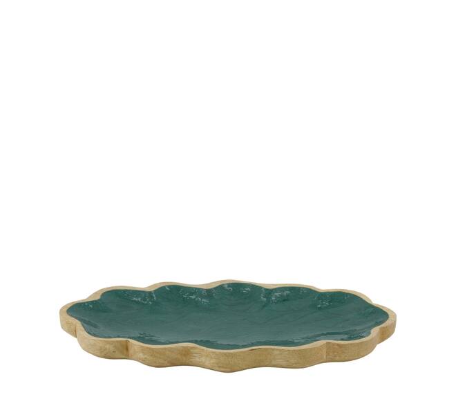 Plate scalloped mango wood 27.5x15x2.5cm - Natural