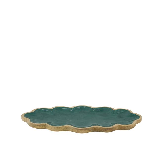 Plate scalloped mango wood 38x18x2.5cm