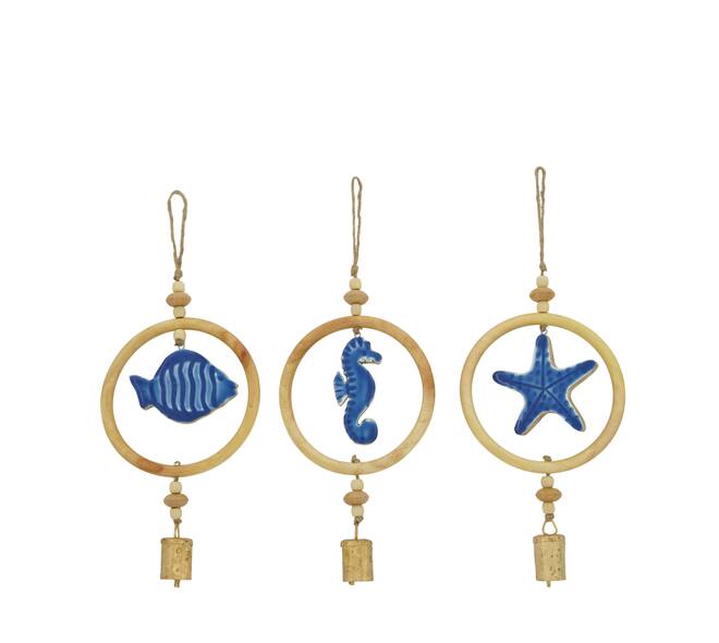 Hanger fish / seahorse / starfish mango wood 15x1.5x38cm A/3