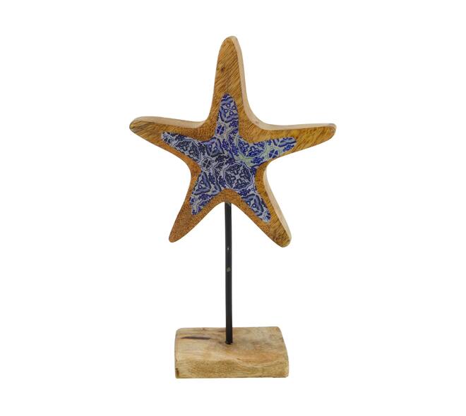 Statue starfish mango wood 14x5x24cm