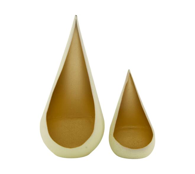 Tealight holder metal 10x9x22cm  - Cream