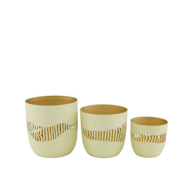 Tealight holder metal 12x12x12cm  - Cream