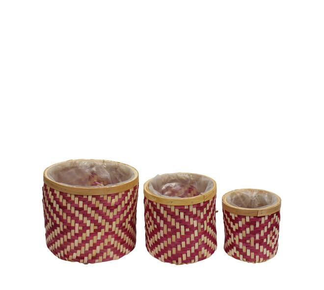 Planter chip wood with plastic 30x30x25cm S/3