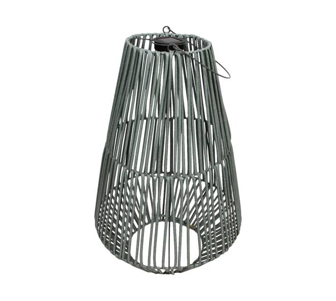 Lantern solar wicker pp 38x38x58cm - Grey