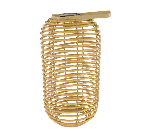 Lantern solar wicker pp 18x18x35cm - Natural