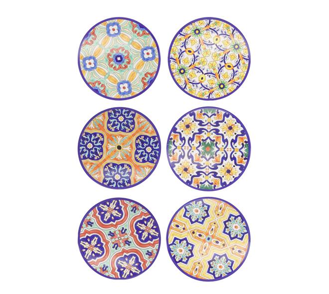 Placemat round with cork back ceramic 25x25x0.8cm - Multi