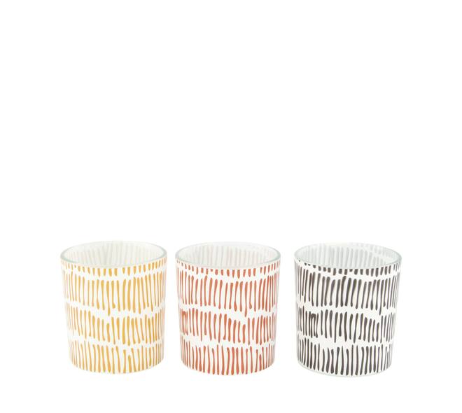 Tealight holder glass 7.3x7.3x8cm  - Multi